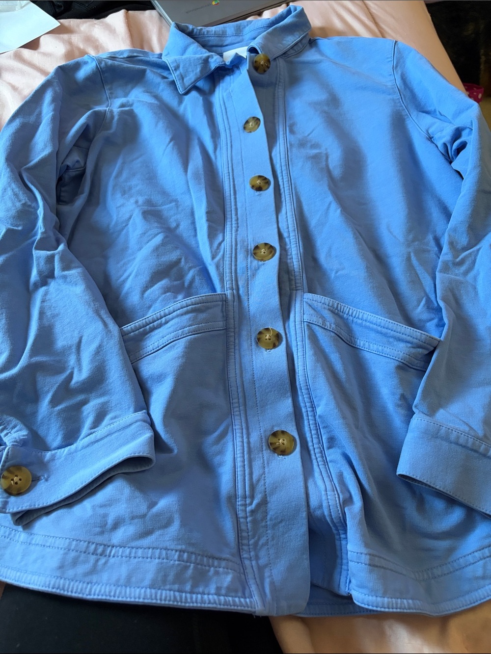 J. Jill Light Blue Button-Front Kids Jean Jacket